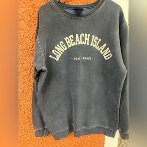 LBI Long Beach Island Sun Faded Sweatshirt Breezin Up Denim Blue Size Small